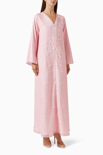 فستان مزين بتطريزات أورجانزا