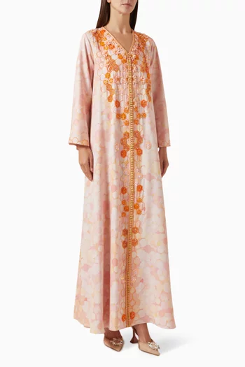 فستان مطرز بالخرز كريب