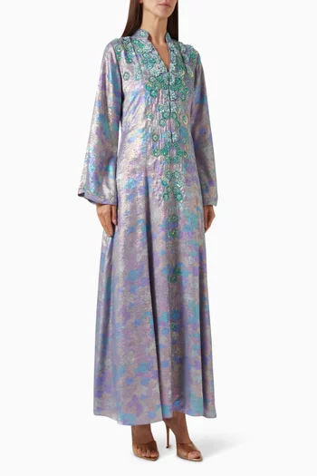 فستان بتطريزات بارزة كريب