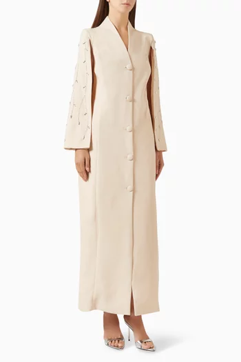 Stone-embellished Cape Evening Dress