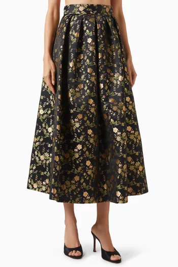 تنورة بطيّات ونقشة زهور جاكار