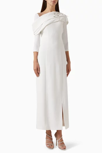 Draped Embellished Midi Dress