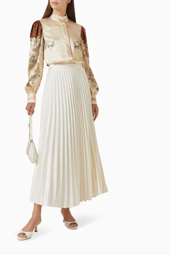 Printed Stand-collar Blouse