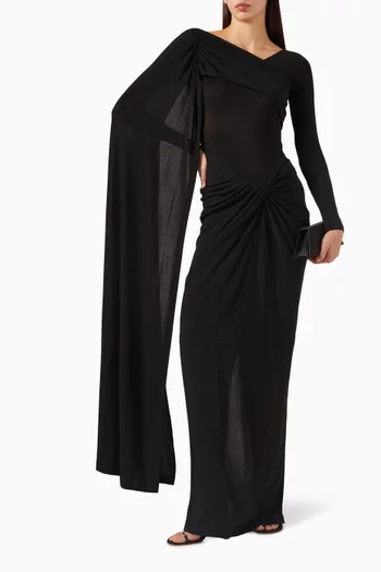 Silea Cape Maxi Dress in Jersey