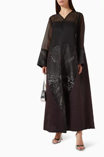 Floral-embellished Abaya in Organza