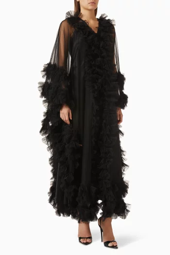 Frill Cape Abaya in Tulle
