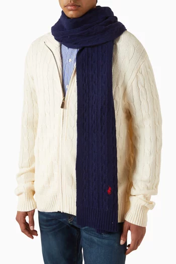 وشاح منسوج بغرزة الضفيرة مزيج صوف