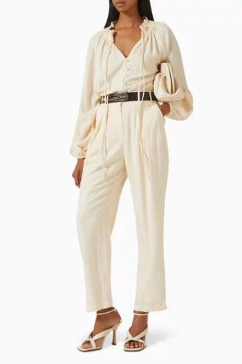 Belted Pants in Cotton-blend