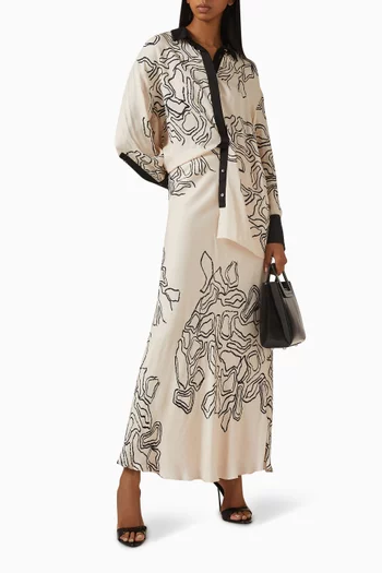 Printed Maxi Skirt in Cotton-blend