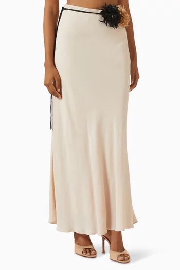 Floral Applique Maxi Skirt in Viscose
