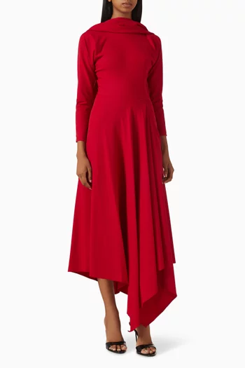 فستان إيرينا بشال وحافة غير متماثلة