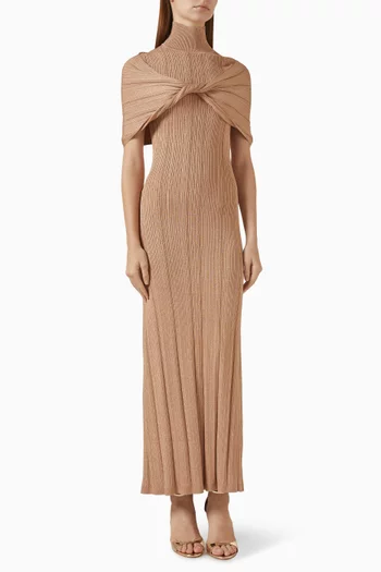 Draped Turtleneck Maxi Dress