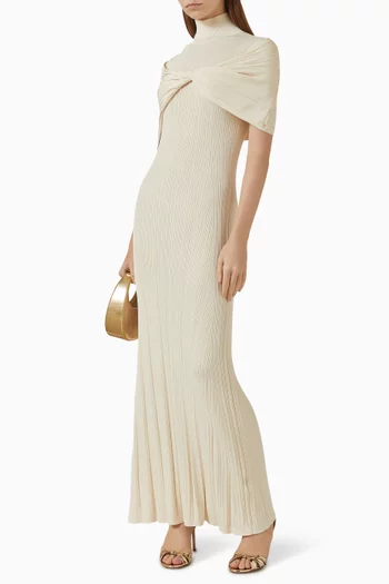 Draped Turtleneck Maxi Dress