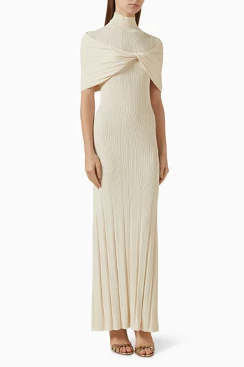 Draped Turtleneck Maxi Dress
