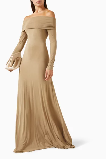 فستان أوتيس بأكتاف مكشوفة نسيج جيرسيه