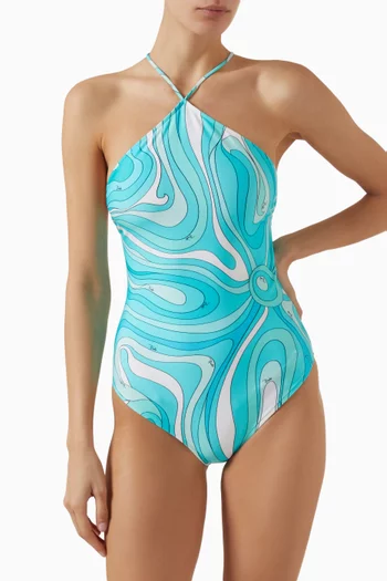 Marmo-print One-piece Swimsuit