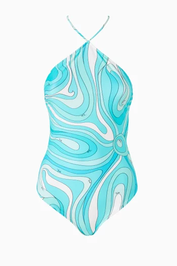 Marmo-print One-piece Swimsuit