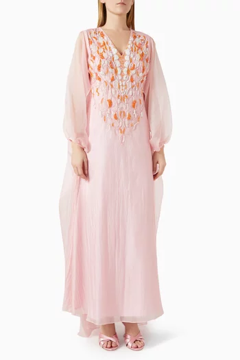 فستان بكاب وتطريزات بالخرز أورجانزا