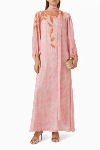 فستان بشال وتطريزات بالخرز أورجانزا