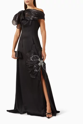 Crystal-embellished Gown in Satin