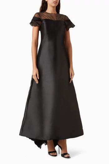 Sparkle Ruffle Gown in Satin