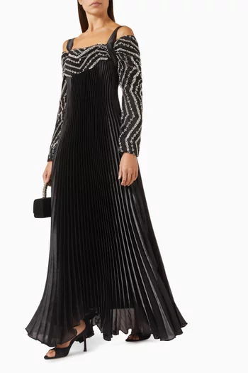 فستان مطرز بالترتر أورجانزا