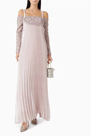 فستان مطرز بالترتر أورجانزا