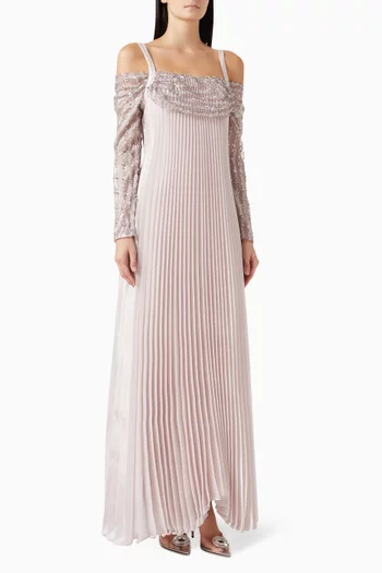 فستان مطرز بالترتر أورجانزا