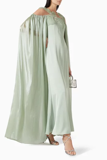 فستان بكاب مطرز بالترتر كريب