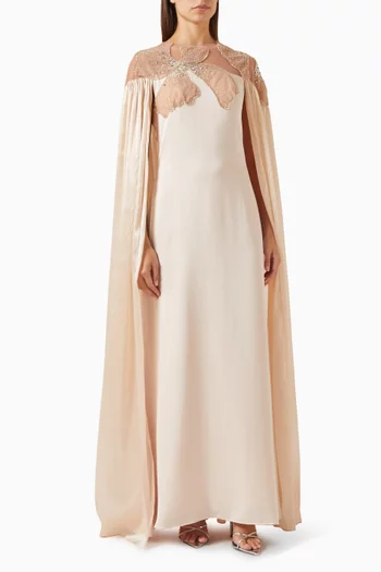 فستان بكاب مطرز بالترتر كريب