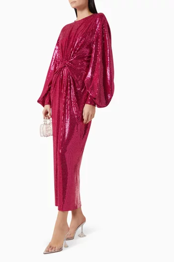 فستان دانا بعقدة ومطرز بالترتر