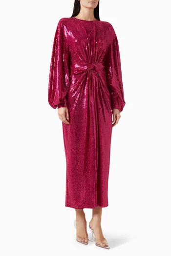 فستان دانا بعقدة ومطرز بالترتر