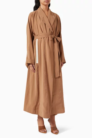 Belted Abaya in Viscose-cupro