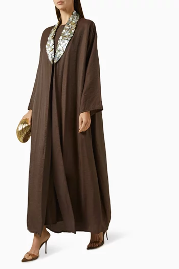Shell-embellished Abaya Set