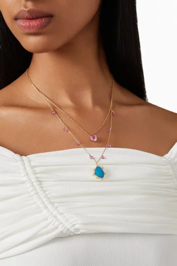 قلادة متعددة الطبقات مرصعة بياقوت وأوبال وماس ذهب عيار 18