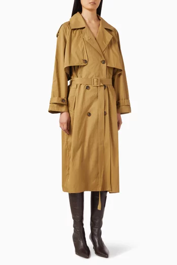 Classic Midi Trench Coat in Cotton-blend