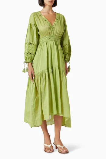 Billow-sleeve Dress in Cotton