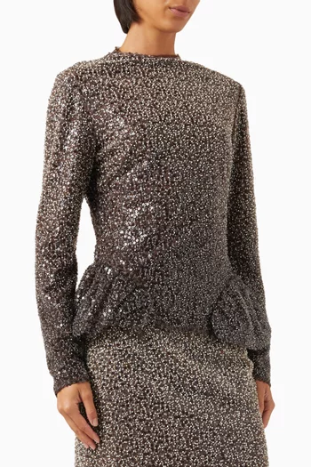 بلوزة مطرزة وحافة بتصميم جرس