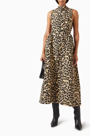 فستان متوسط الطول بنقشة جلد الفهد جاكار