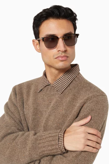 نظارة شمسية بإطار أسيتات ومعدن على شكل حرف D