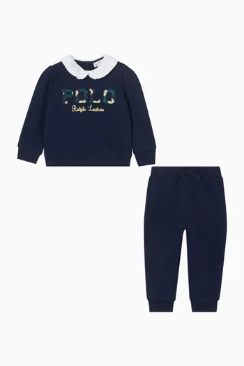 طقم سويت شيرت وبنطال بشعار الماسات صوف