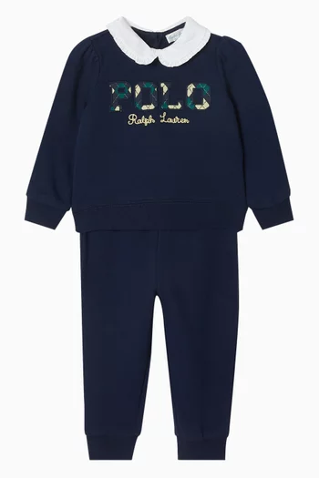 طقم سويت شيرت وبنطال بشعار الماسات صوف