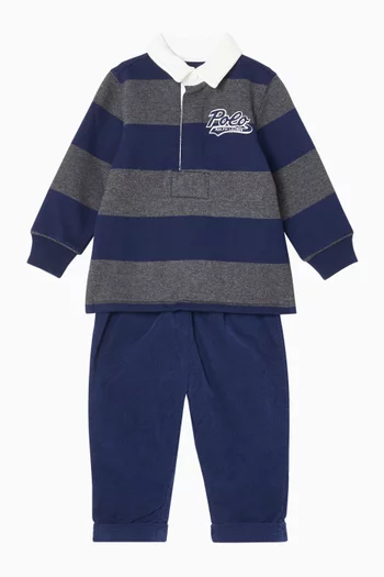 بنطال بخصر مطاطي قماش قطني مخملي مضلع