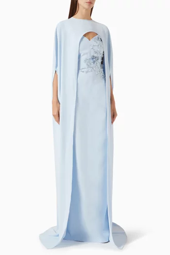 Embellished Cape & Dress Set