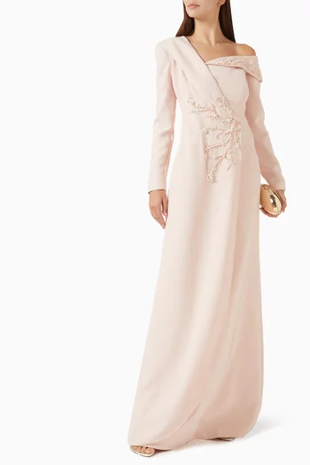 Embellished One-shoulder Dress