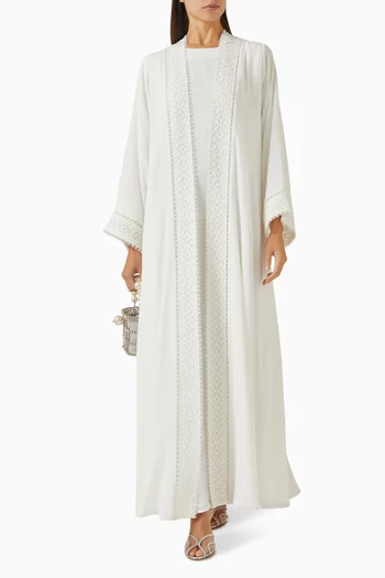 3-piece Bead-embellished Abaya Set