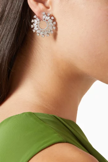 أقراط هيرينا دائرية معدن مطلي روديوم