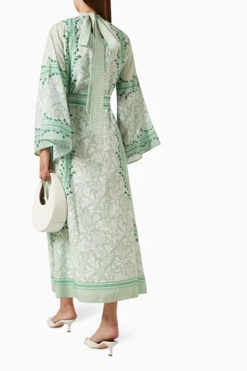 Marina Printed Maxi Dress in Linen