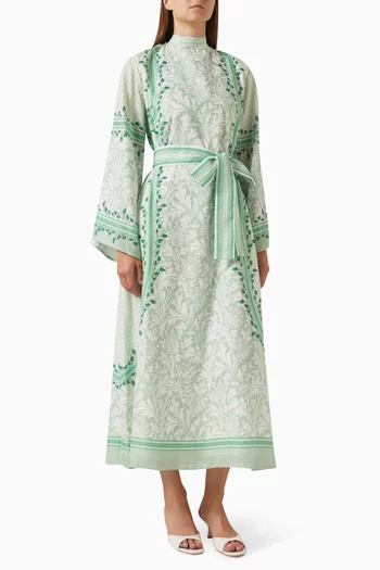 Marina Printed Maxi Dress in Linen