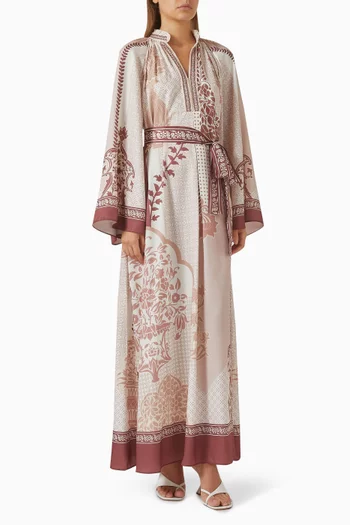 Artiana Belted Maxi Dress in Satin-twill